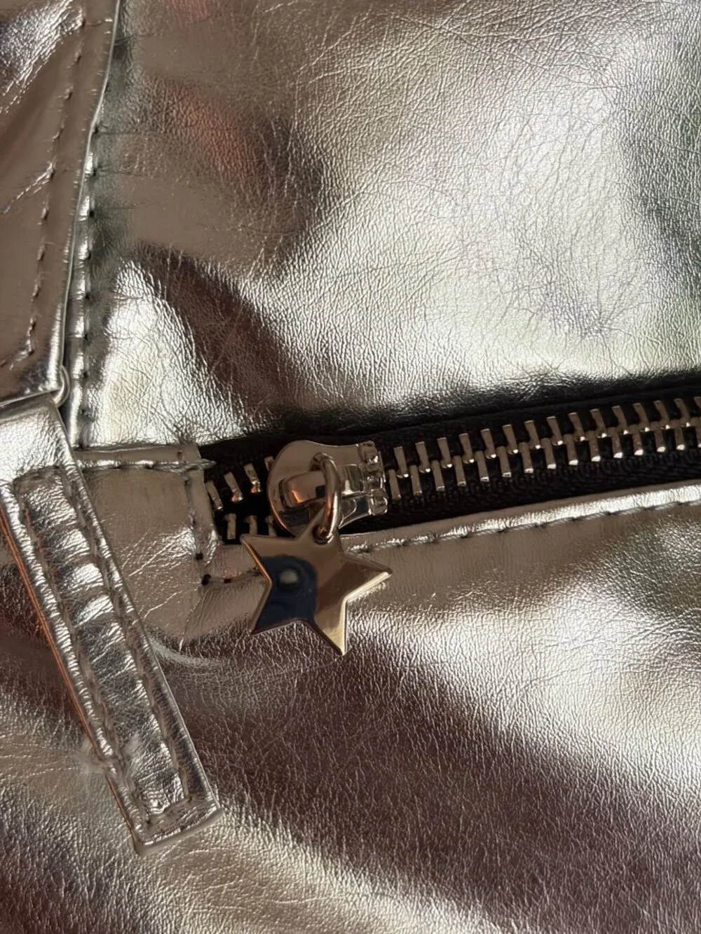 Metallic Silver Backpack with Cushioned Shoulder Straps